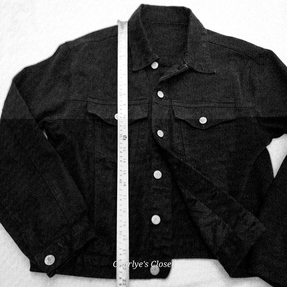 Brandy Melville John Galt Black Denim Jacket‎ S Grunge Goth City Layering Travel